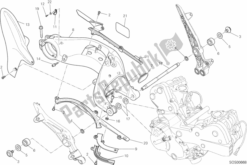 Todas as partes de Forcellone Posteriore do Ducati Hypermotard Thailand 821 2015